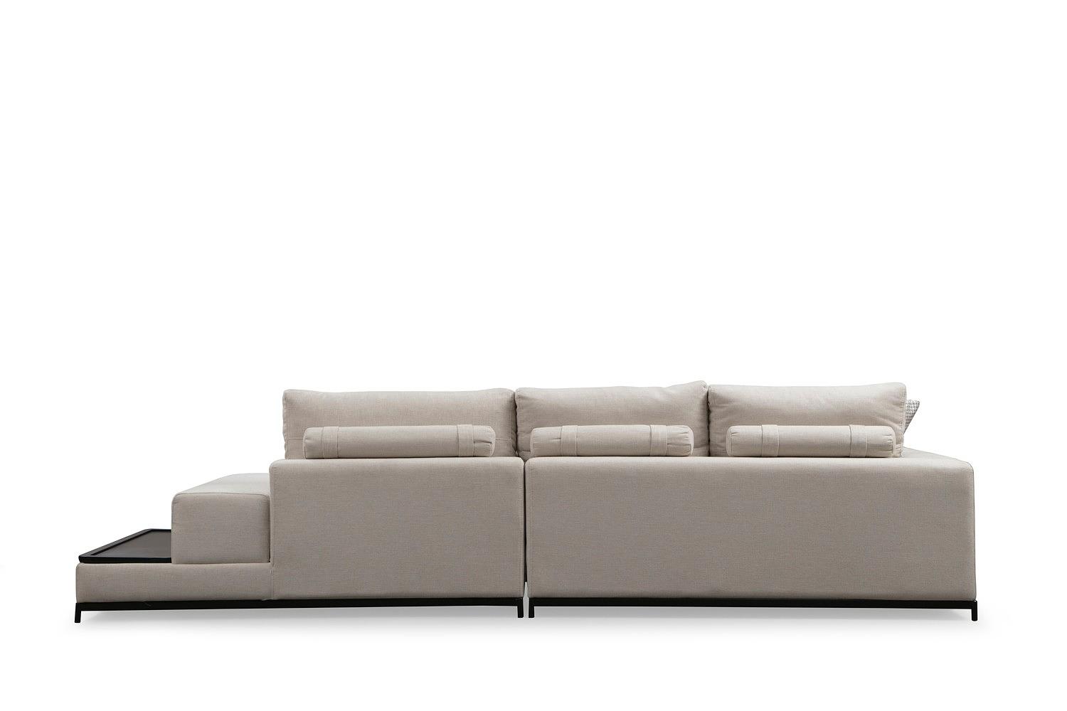 4-seater sofa with side table Beige 8