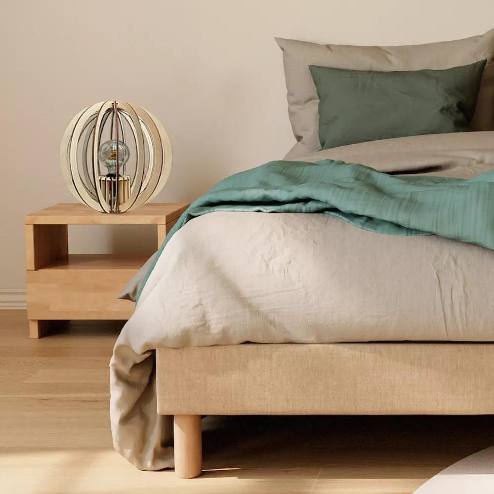 OYA Tischlampe Holz Weiß 35cm 5