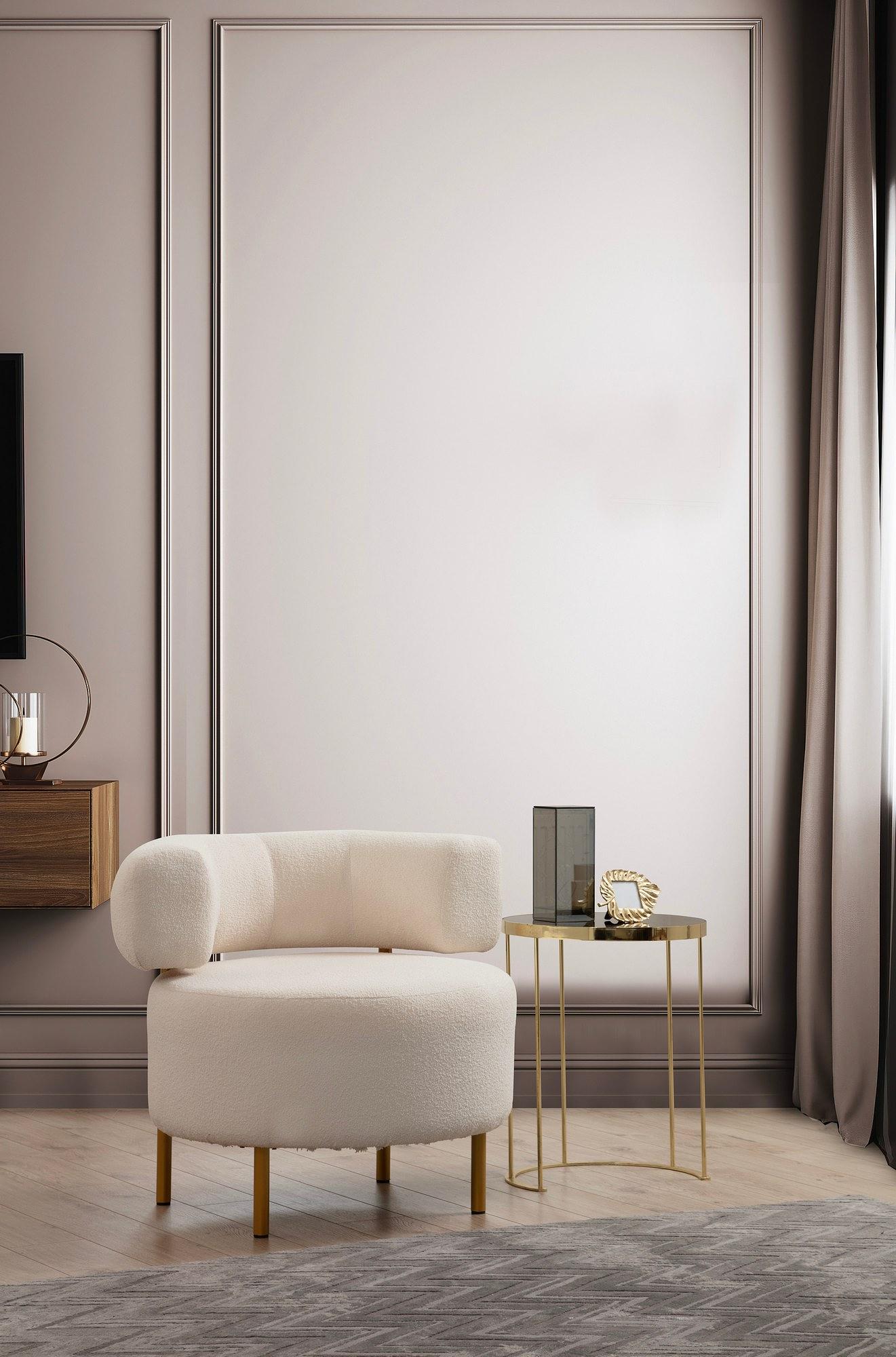 River Round Armchair White 2