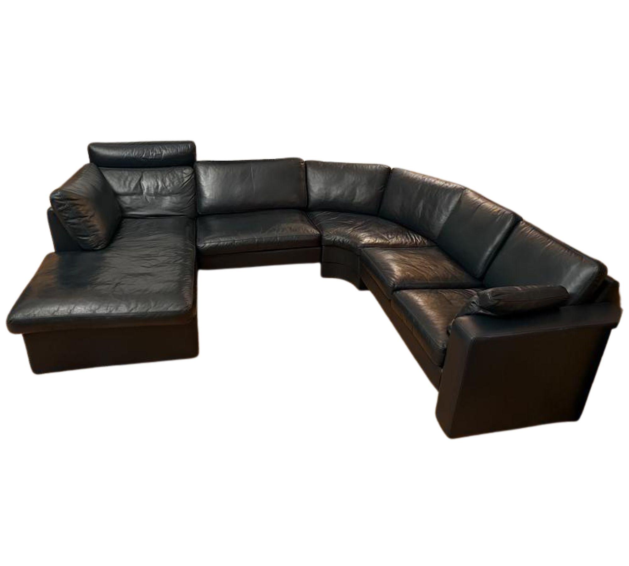 Modulares Ecksofa Leder Grün  0