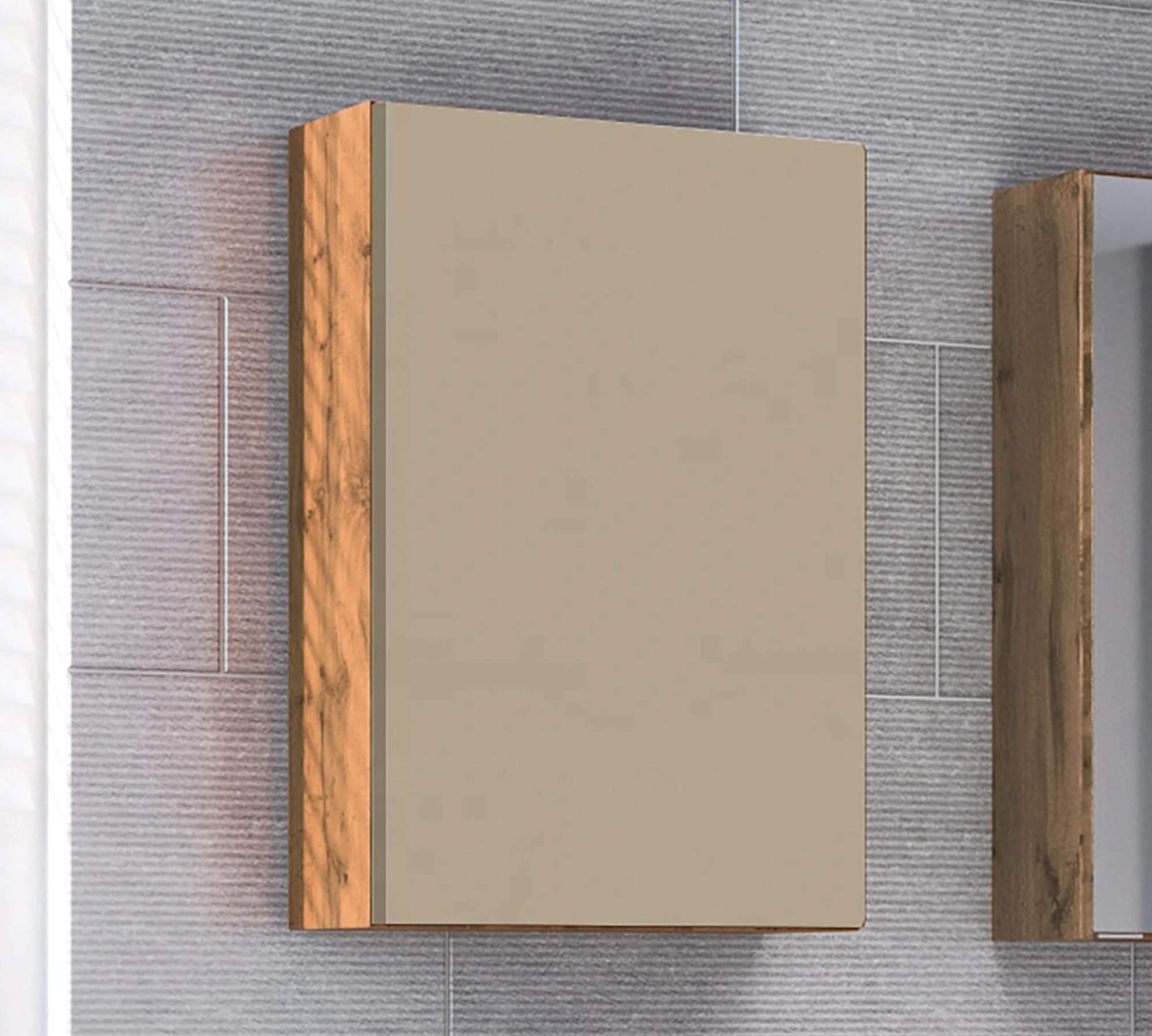 Badschrank Wotaneiche Dekor 2