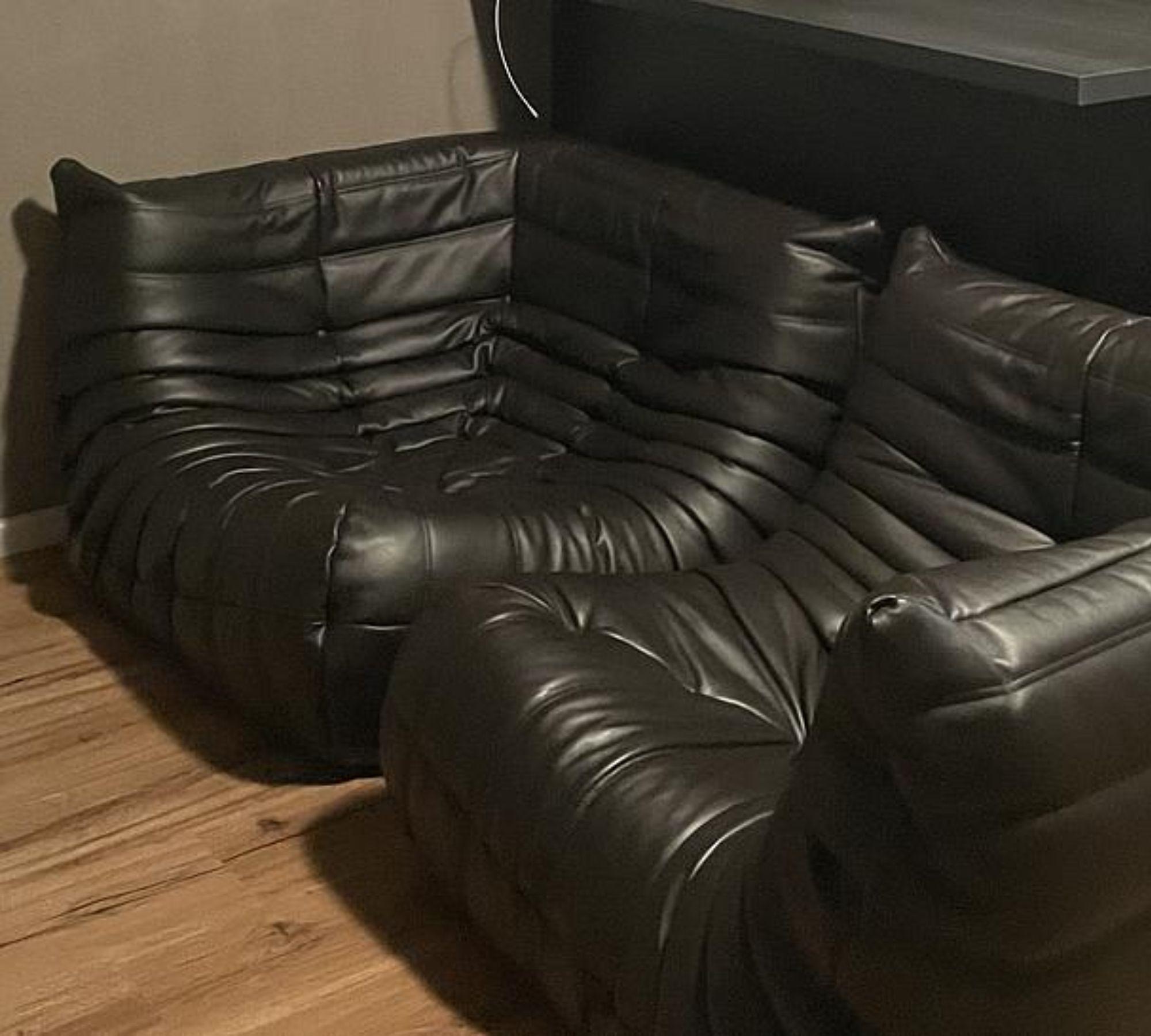 2x Togo Corner Sofa Leather Brown 1