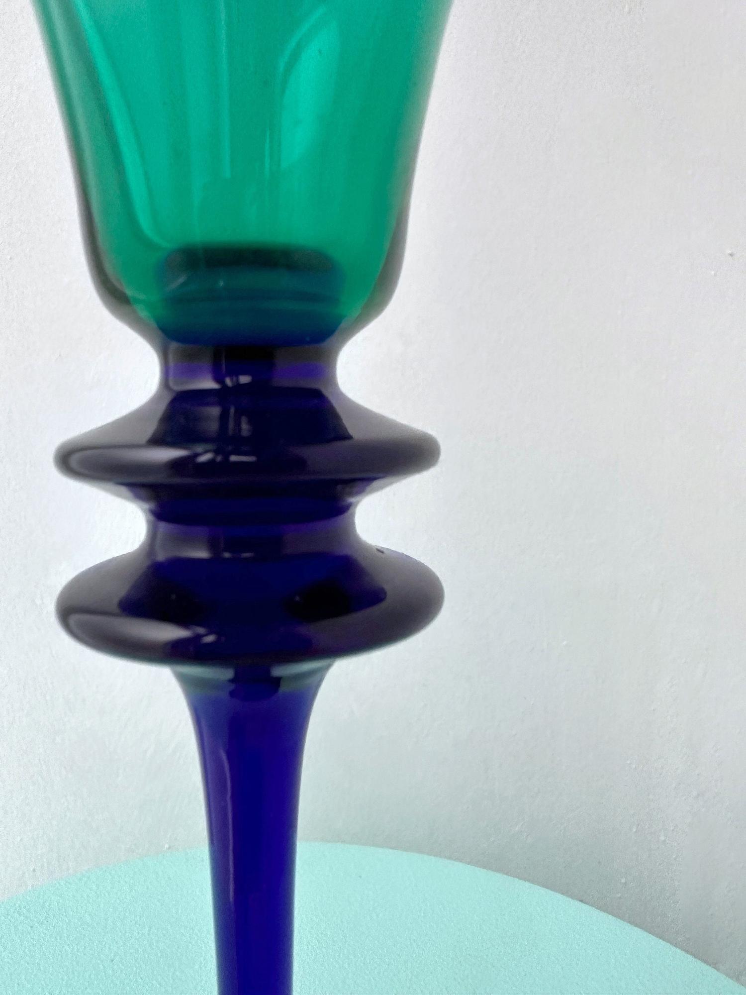 Vintage Kerzenständer Glas 1980er Jahre 2
