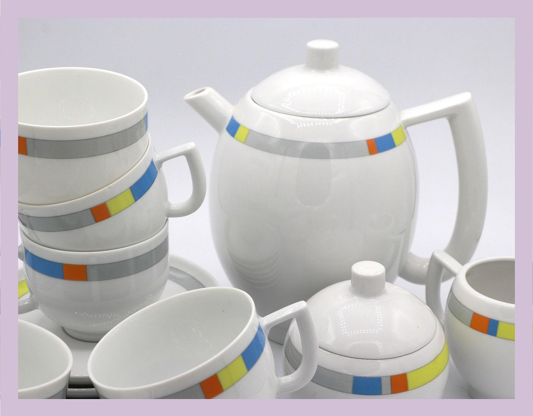 Vintage City Kaffee Set Porzellan 1980er Jahre 1