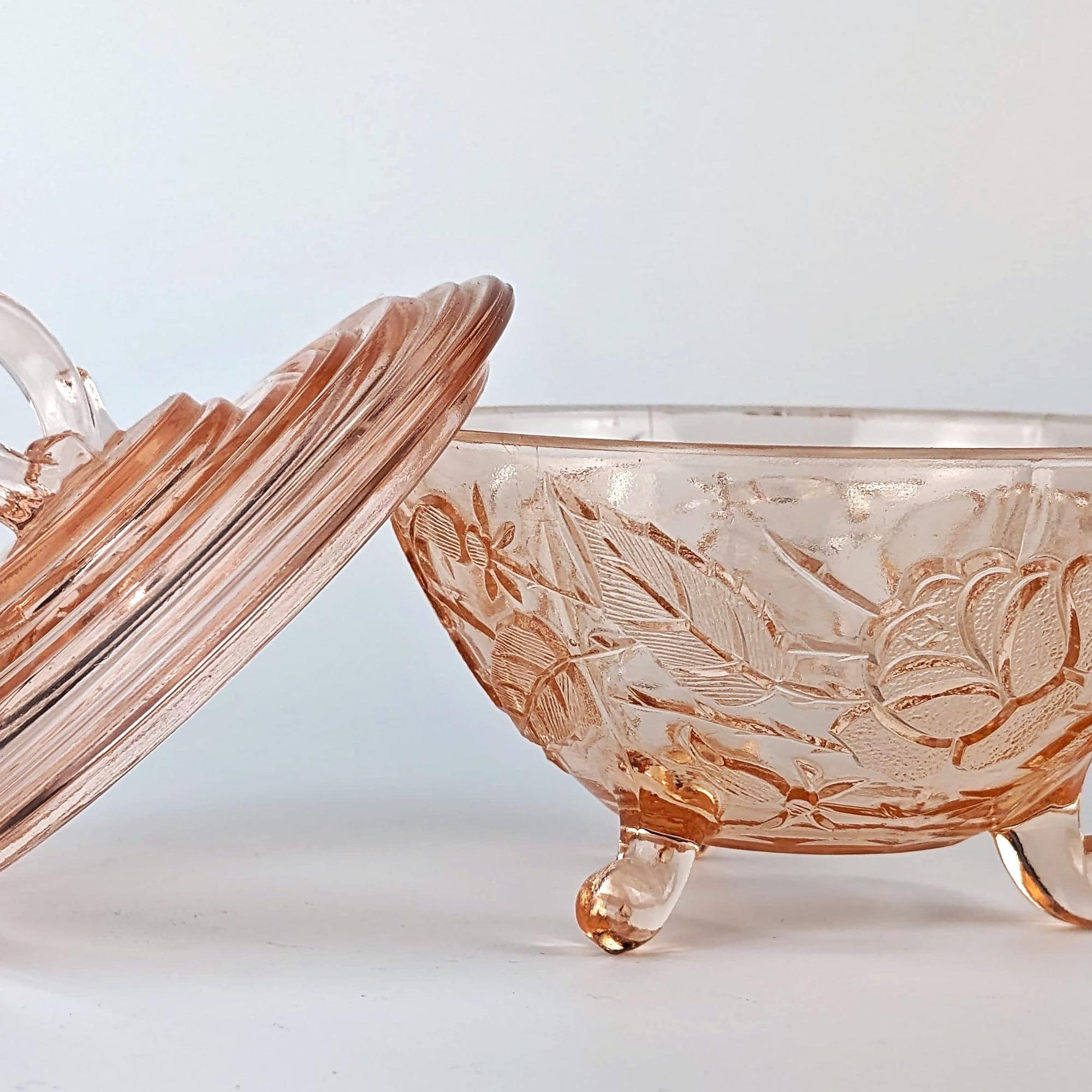 Art Deco Lidded Jar Pressed Glass 1930s 2