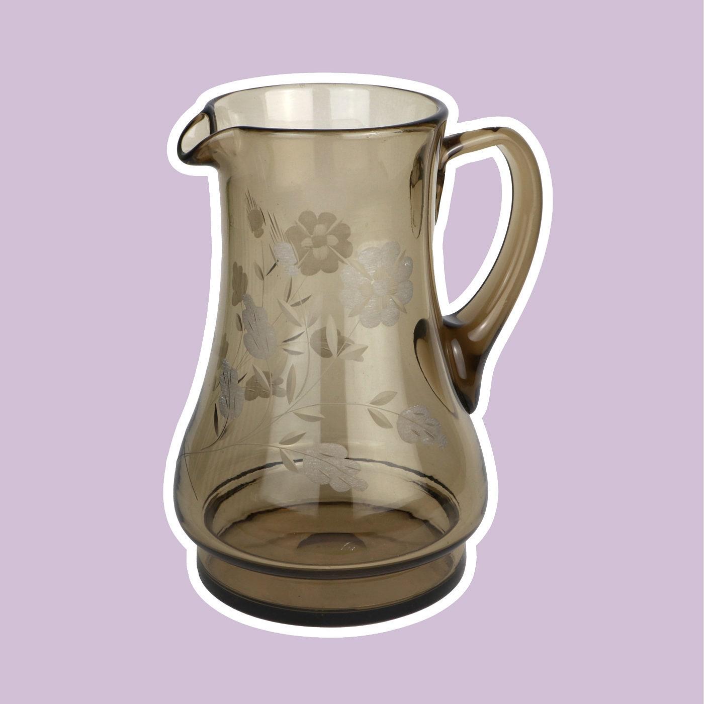 Vintage carafe, smoked glass, 1950s 0