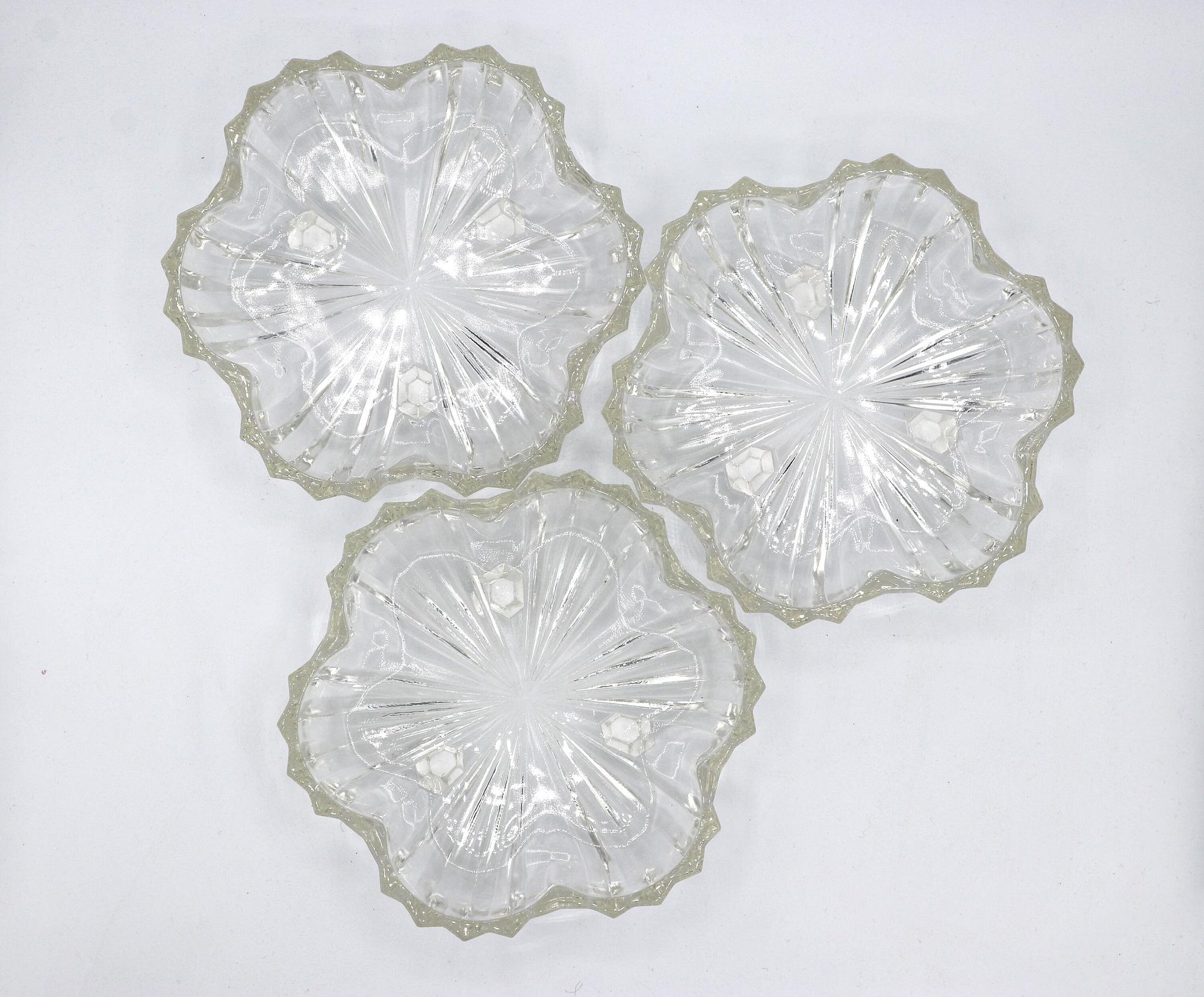 3x Vintage Cherry Blossom Bowl Crystal 1980s 3