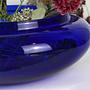 Vintage Kugel Blumenvase Glas Blau 1990er Jahre 3
