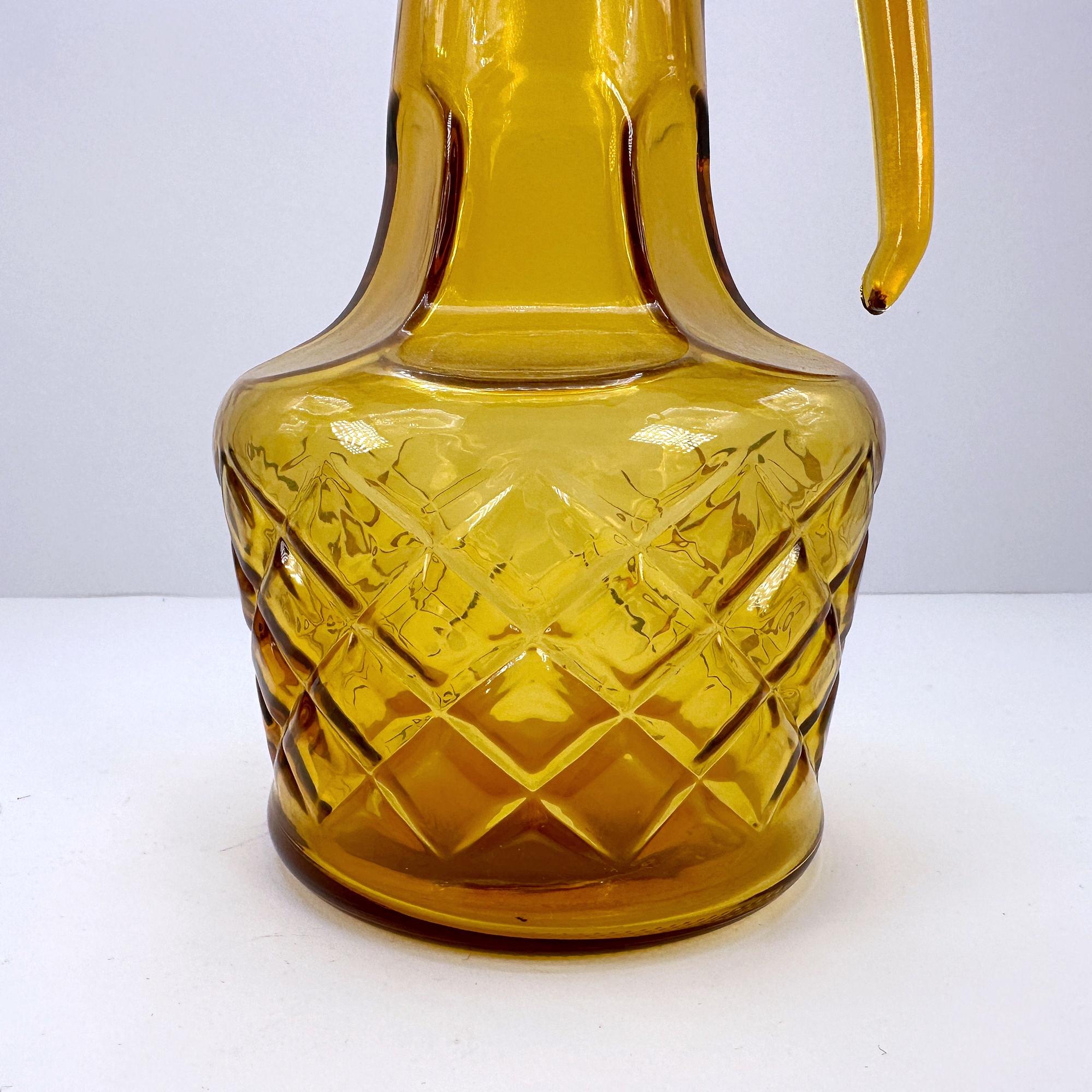 Wasserkaraffe Glas Gelb 1960er Jahre 2