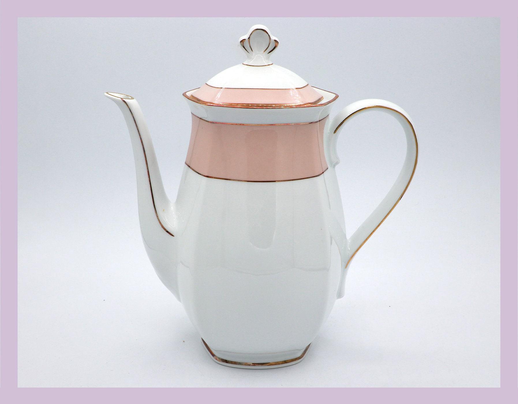 Vintage Kaffeekanne Porzellan Pastell 1960er Jahre 1