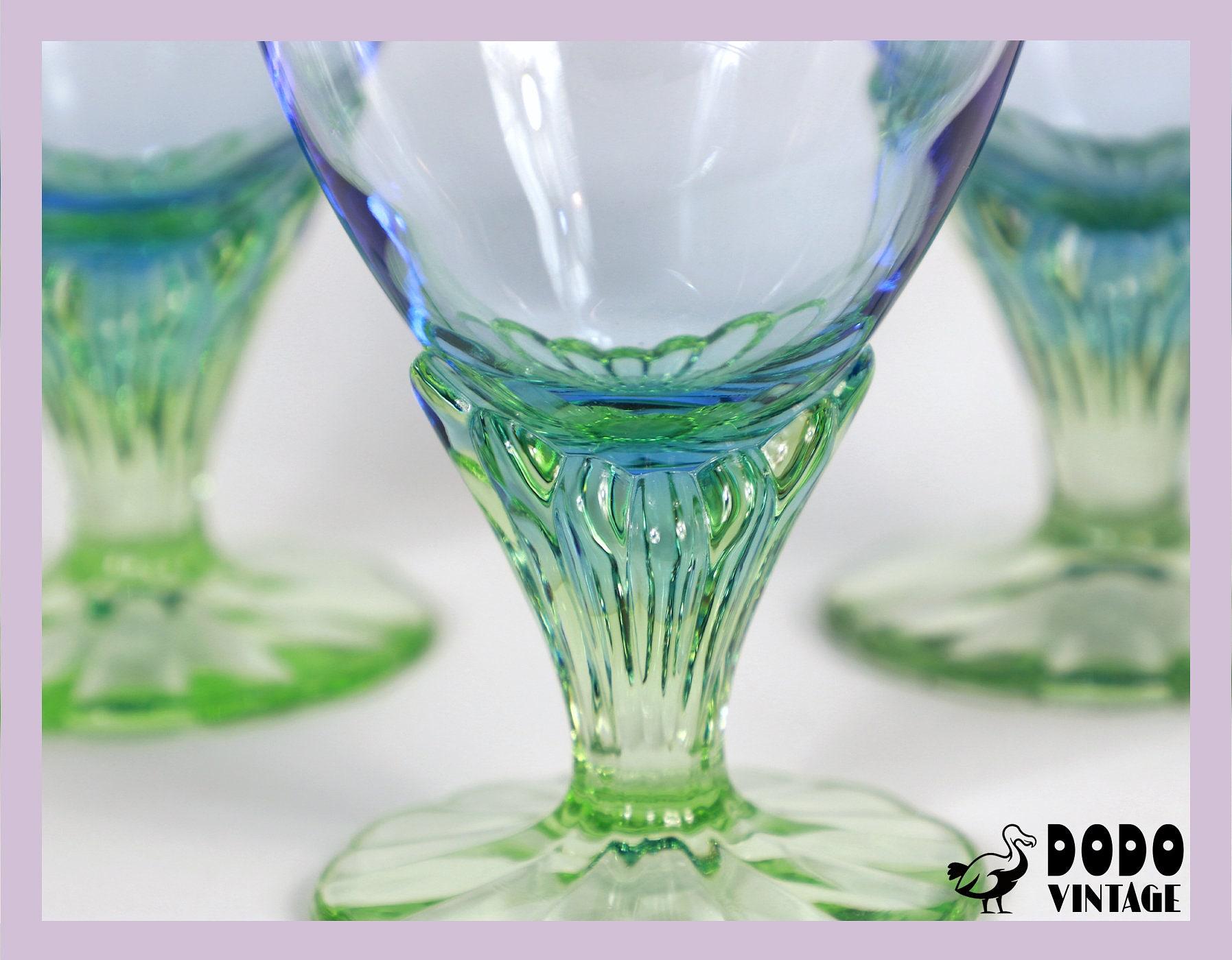 4x Vintage Glas Blau 1990er Jahre 3
