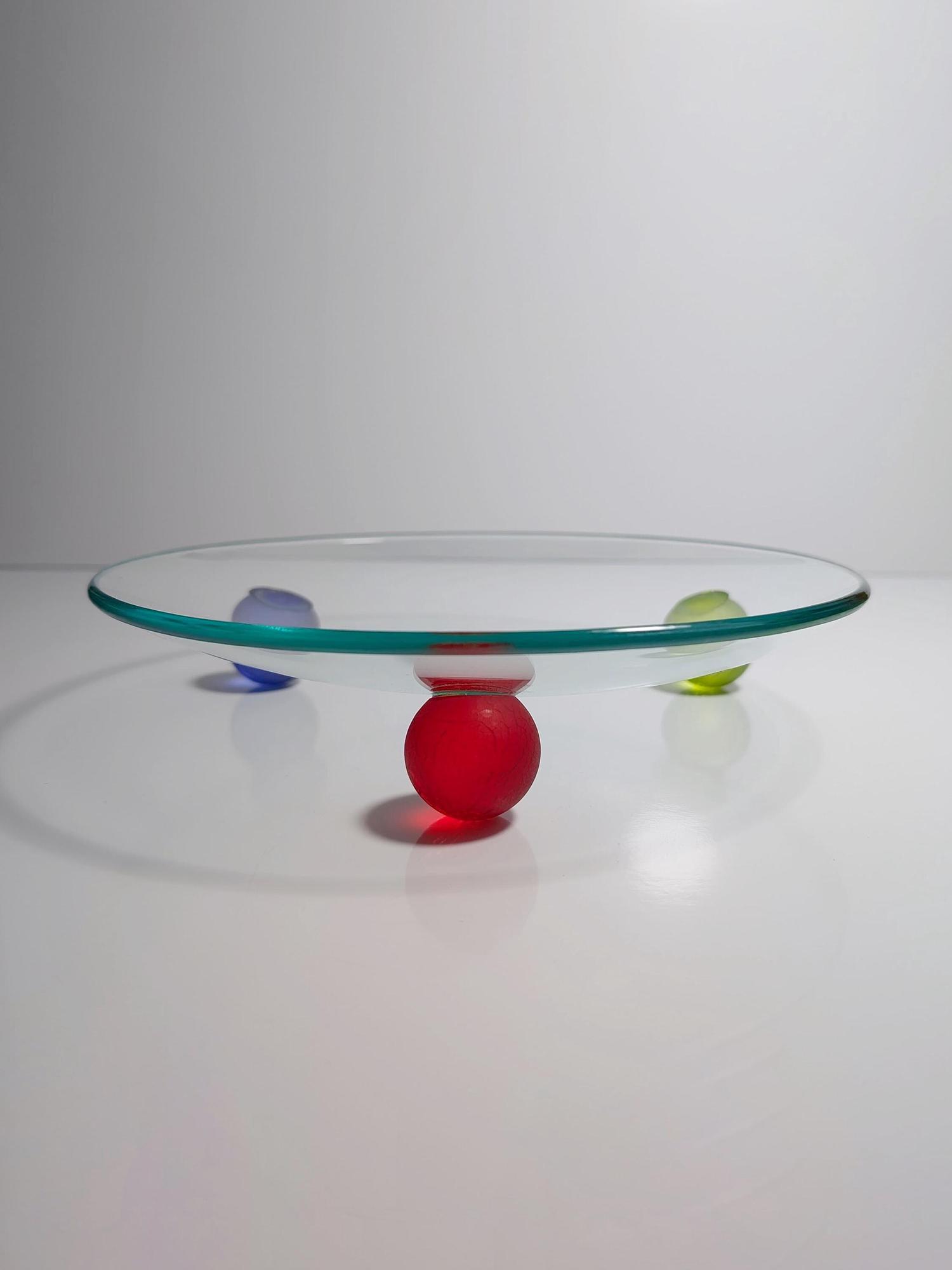 Vintage Postmoderne Schale Glas 1990er Jahre 1