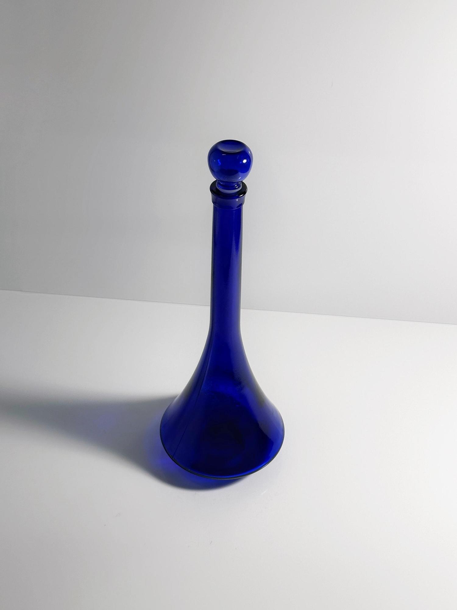 Vintage Postmodern Karaffe Blau 1980er Jahre 1