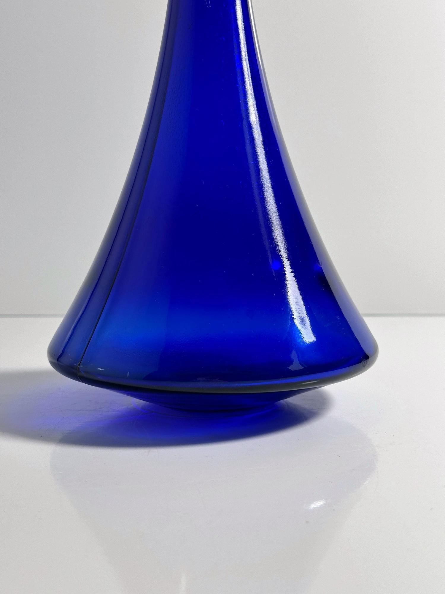 Vintage Postmodern Carafe Blue 1980s 3