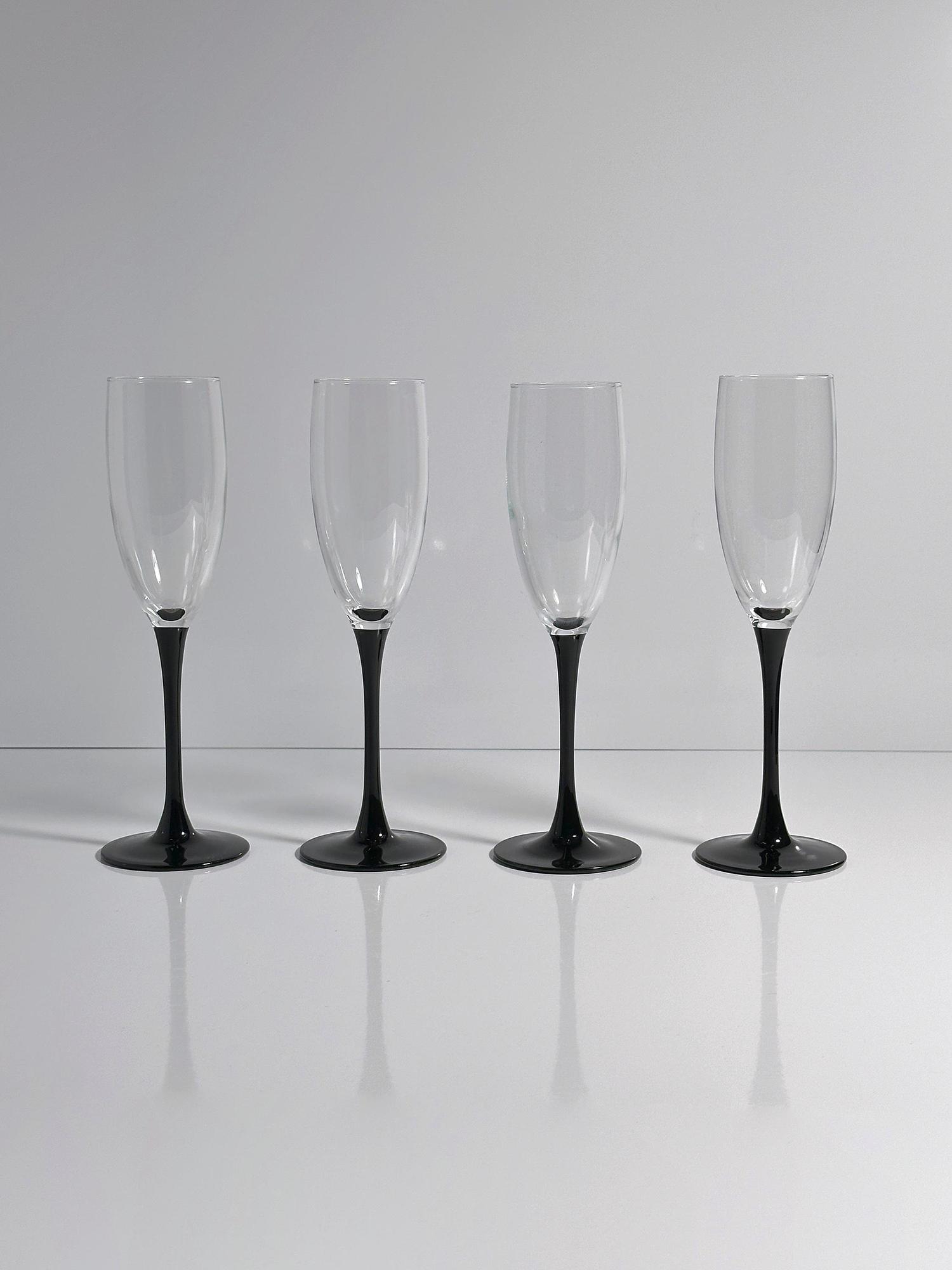 4x Vintage Sparkling Wine Glass Art Deco Revival 1980s 0
