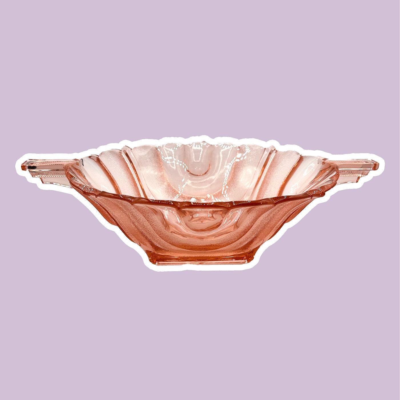 Vintage Art Deco Essex Schale Glas Rosa 1930er Jahre 0