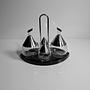 Vintage Kondiment Set Metall Glas 1980er Jahre 0
