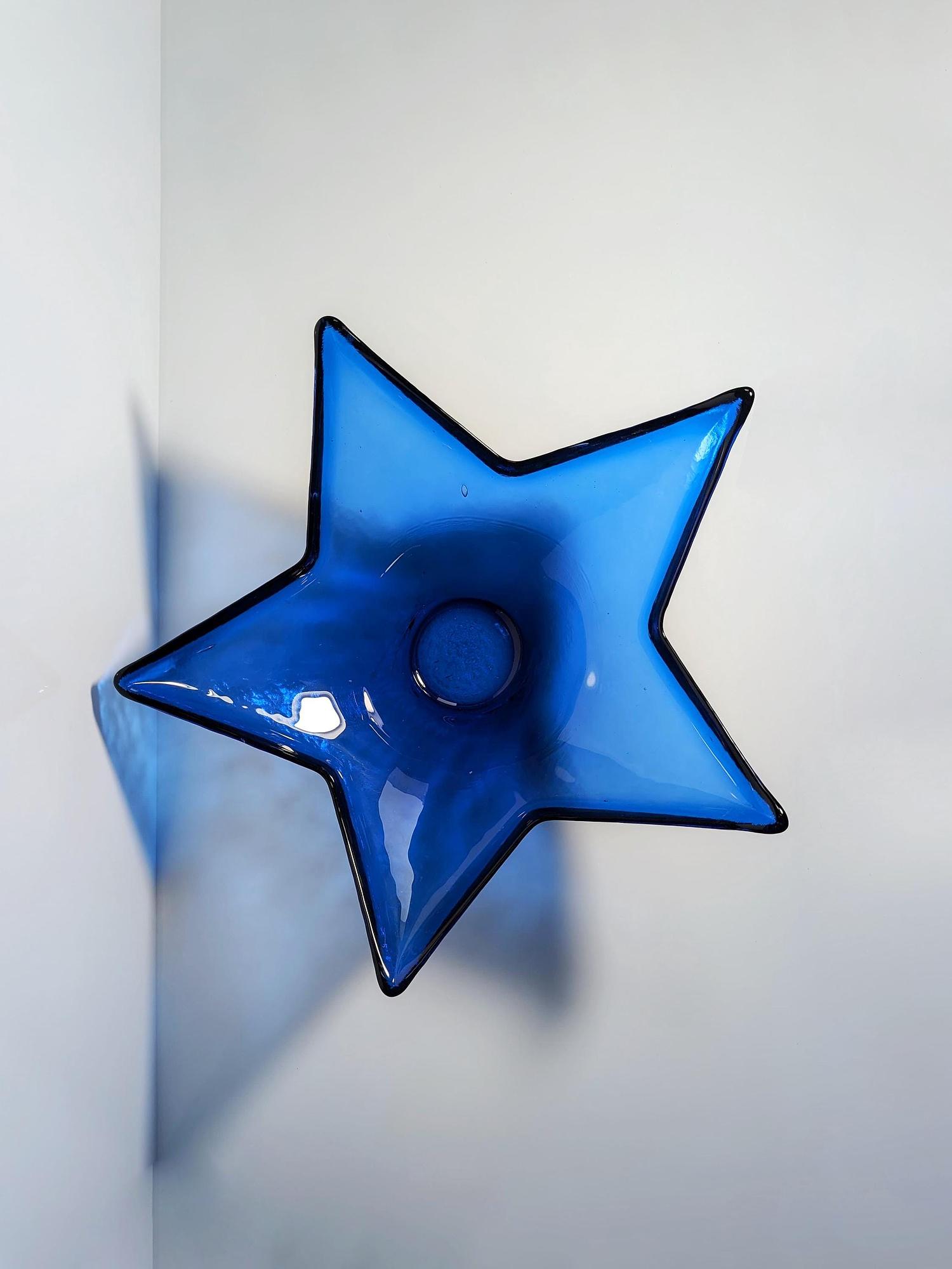Vintage bowl glass cobalt blue 1980s 2