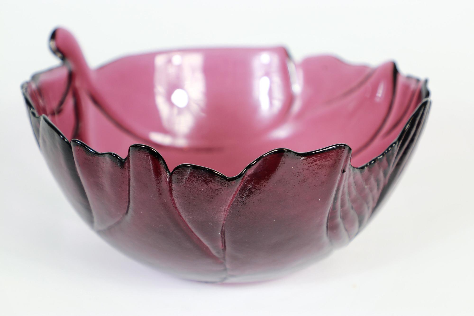 Vintage Schüssel Glas Violett 1980er Jahre 3