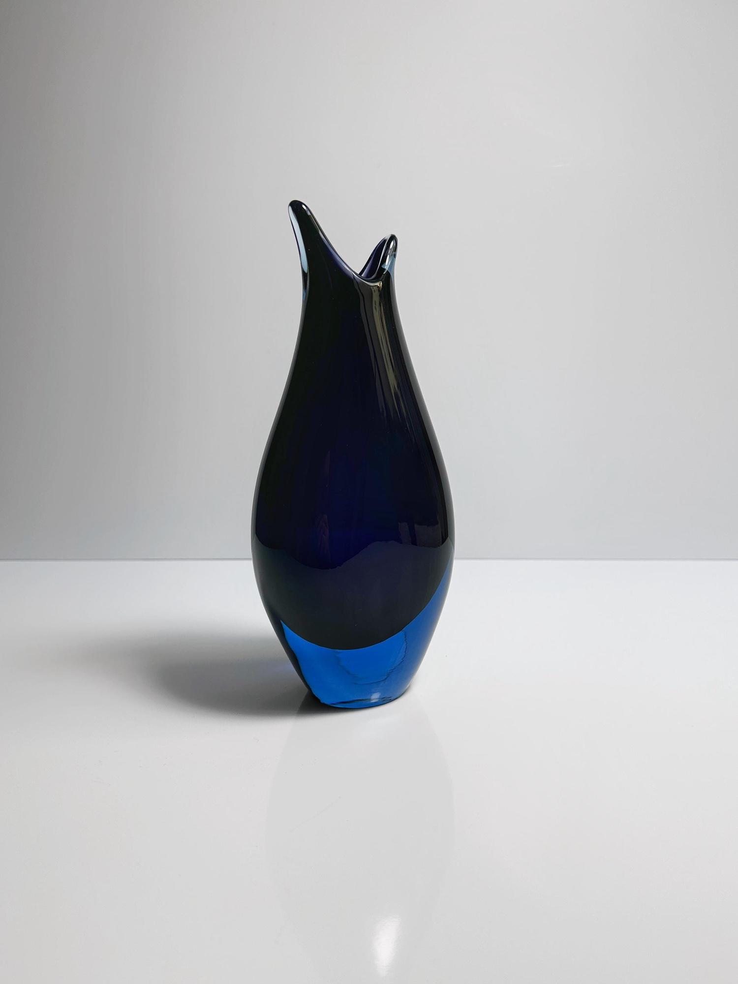 Vintage Vase Muranoglas Dunkelblau 1