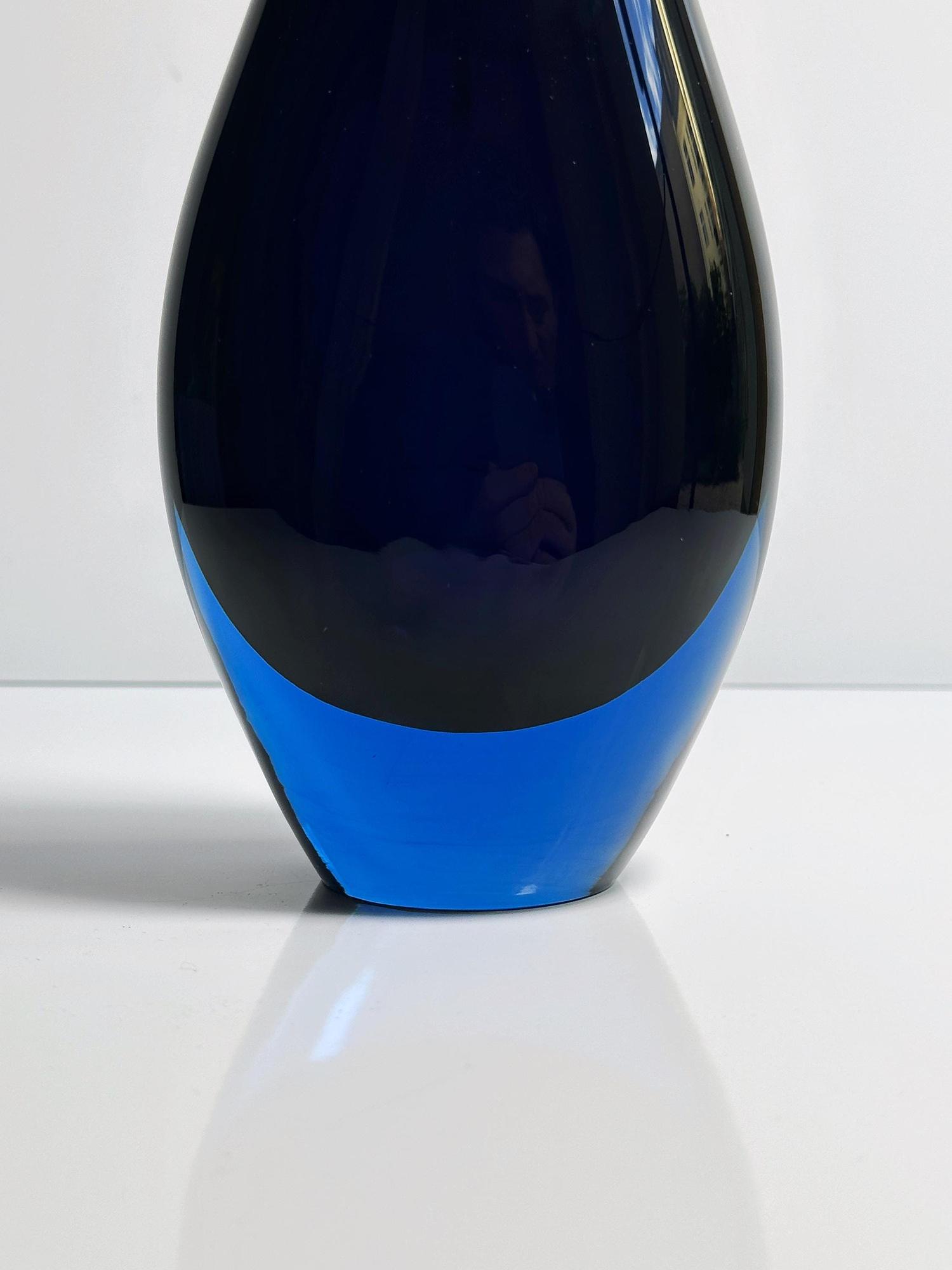 Vintage Vase Muranoglas Dunkelblau 2