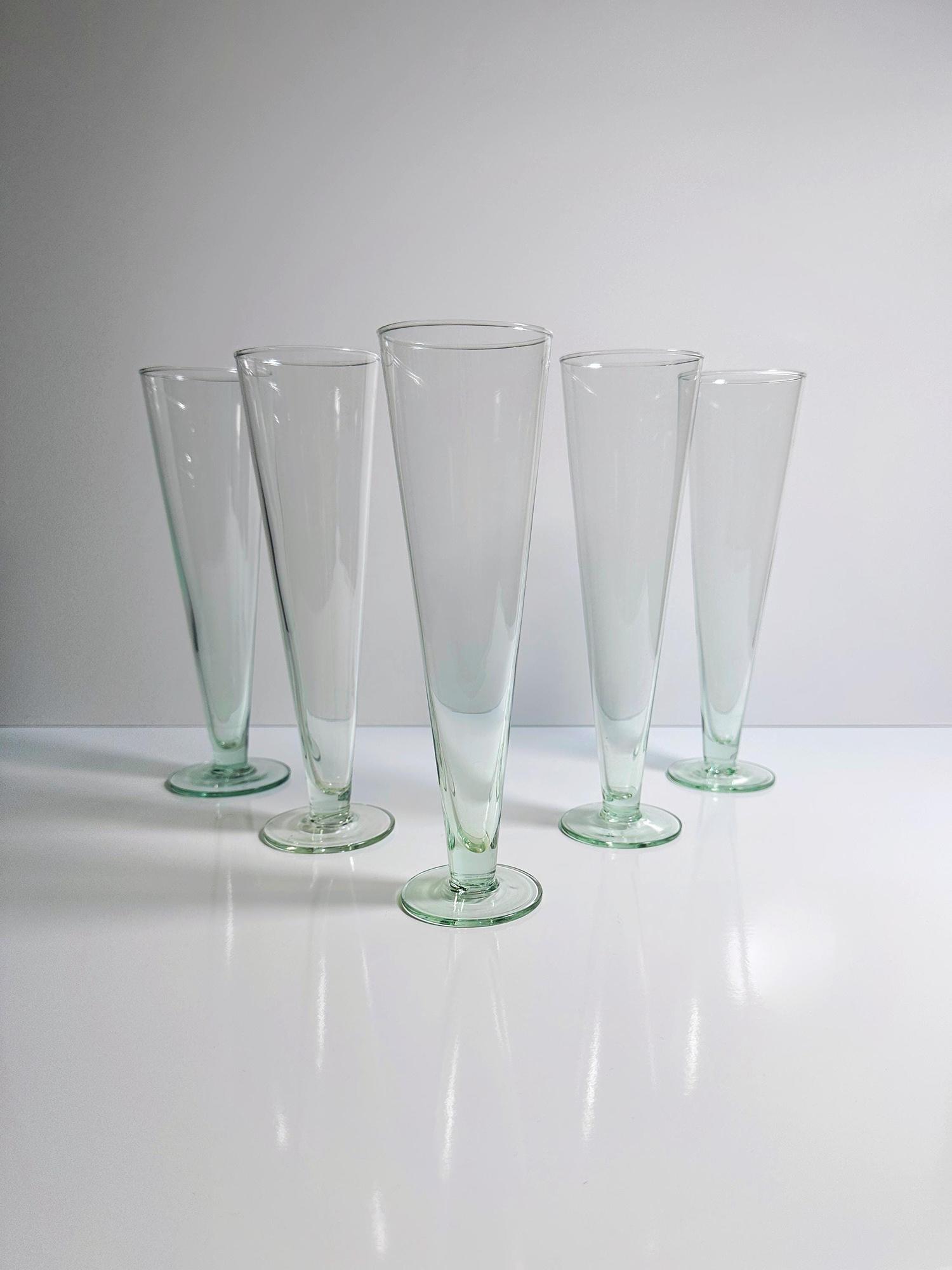 5x Vintage champagne flutes turquoise 1