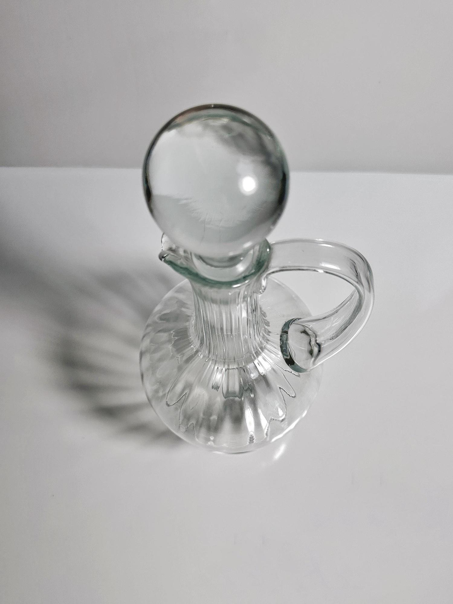 Vintage water jug glass transparent 1950s 8