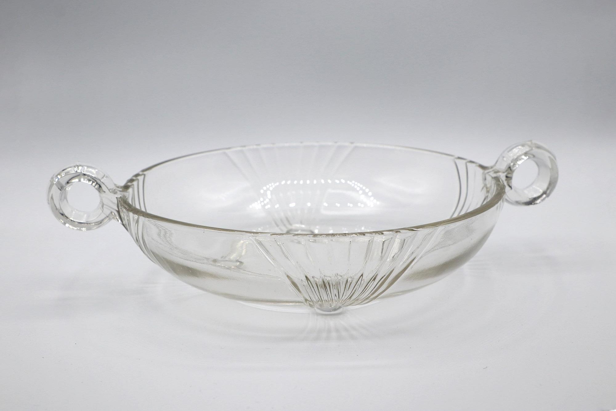 Vintage Obstschale mit Henkeln Glas 1980er Jahre 3