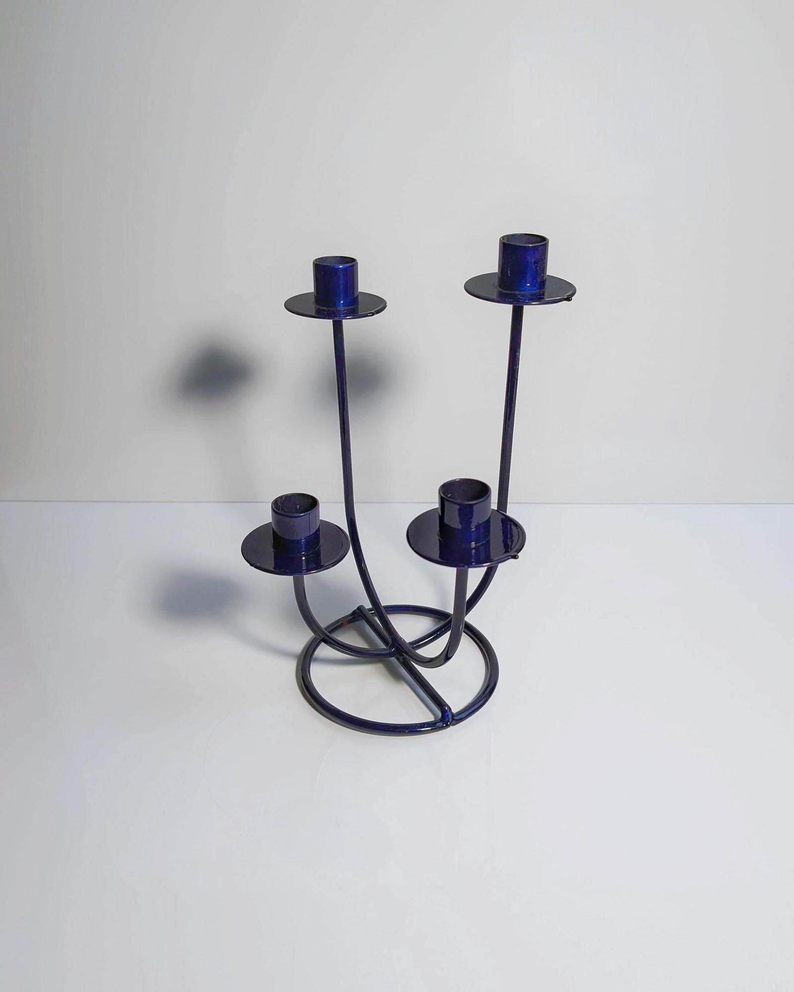 Vintage Postmodern Candlestick Metal 1990s 0