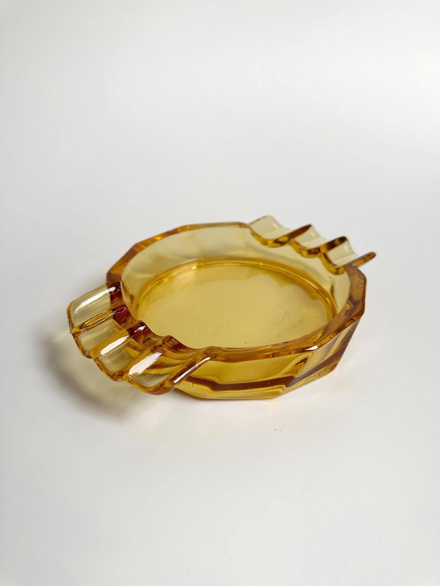 Vintage Art Deco Ashtray Yellow 1930s 5