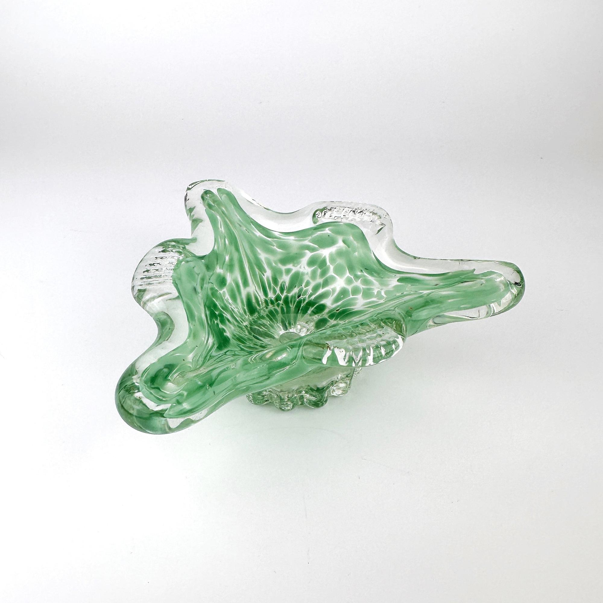 Vintage Aschenbecher Muranoglas Grün 1970er Jahre 6