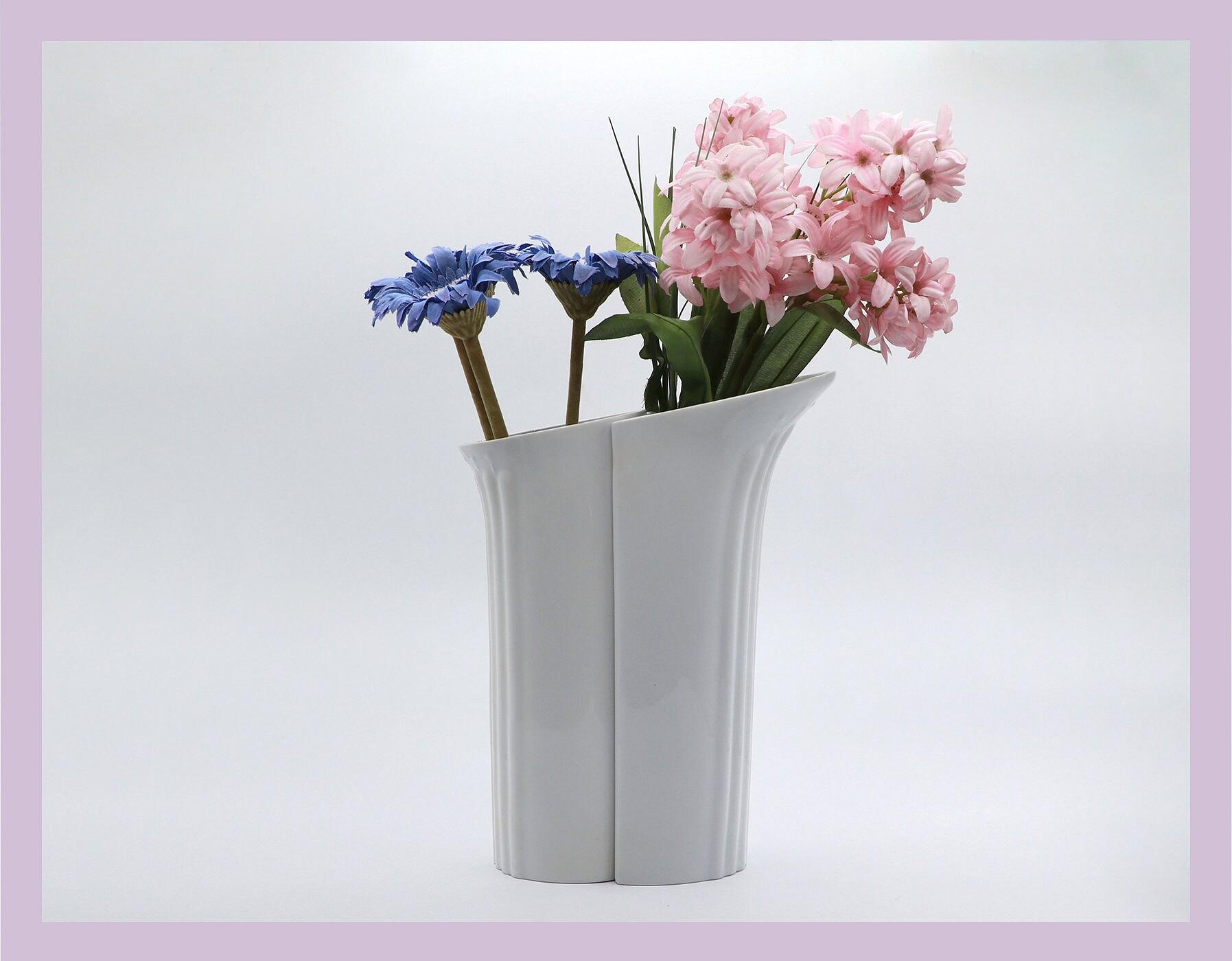 2x Vintage Vase Keramik Weiß 1970er Jahre 2