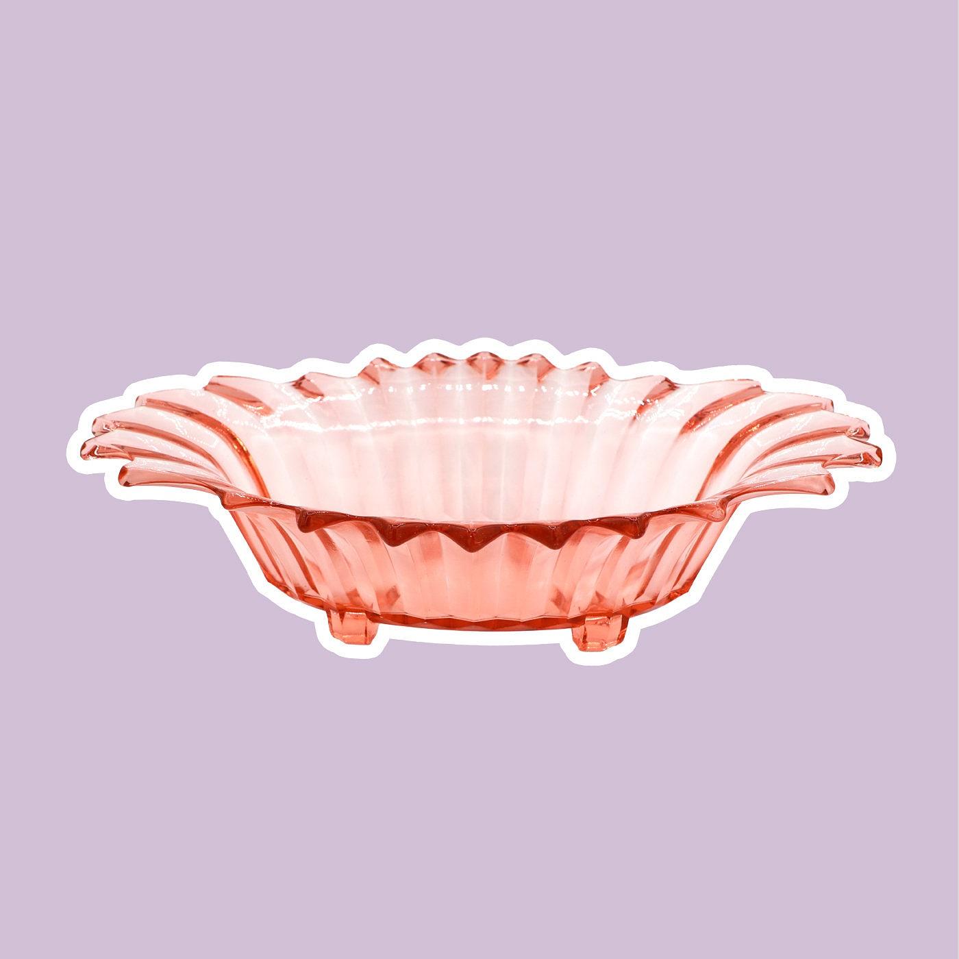 Vintage Rosalin Glass Footed Bowl 1930s 0