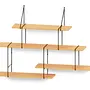 Link set 2 Wandregal Buchenholz Stahl Natur 0