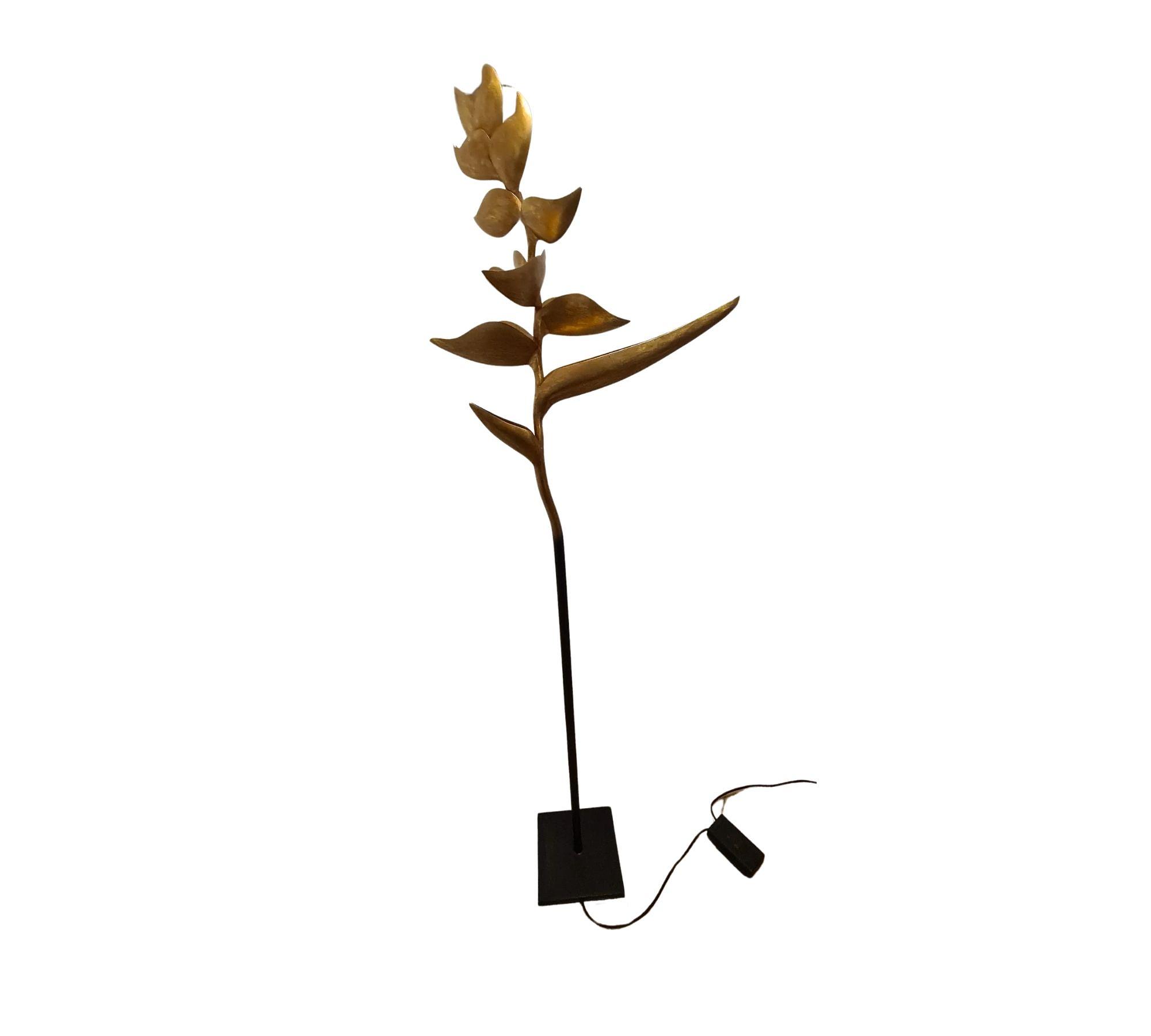 Floor lamp with yellow shade Metal Gold 0