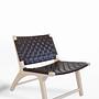 Jasmine Lounge Lederstuhl Massivholz Flechttechnik Braun 0
