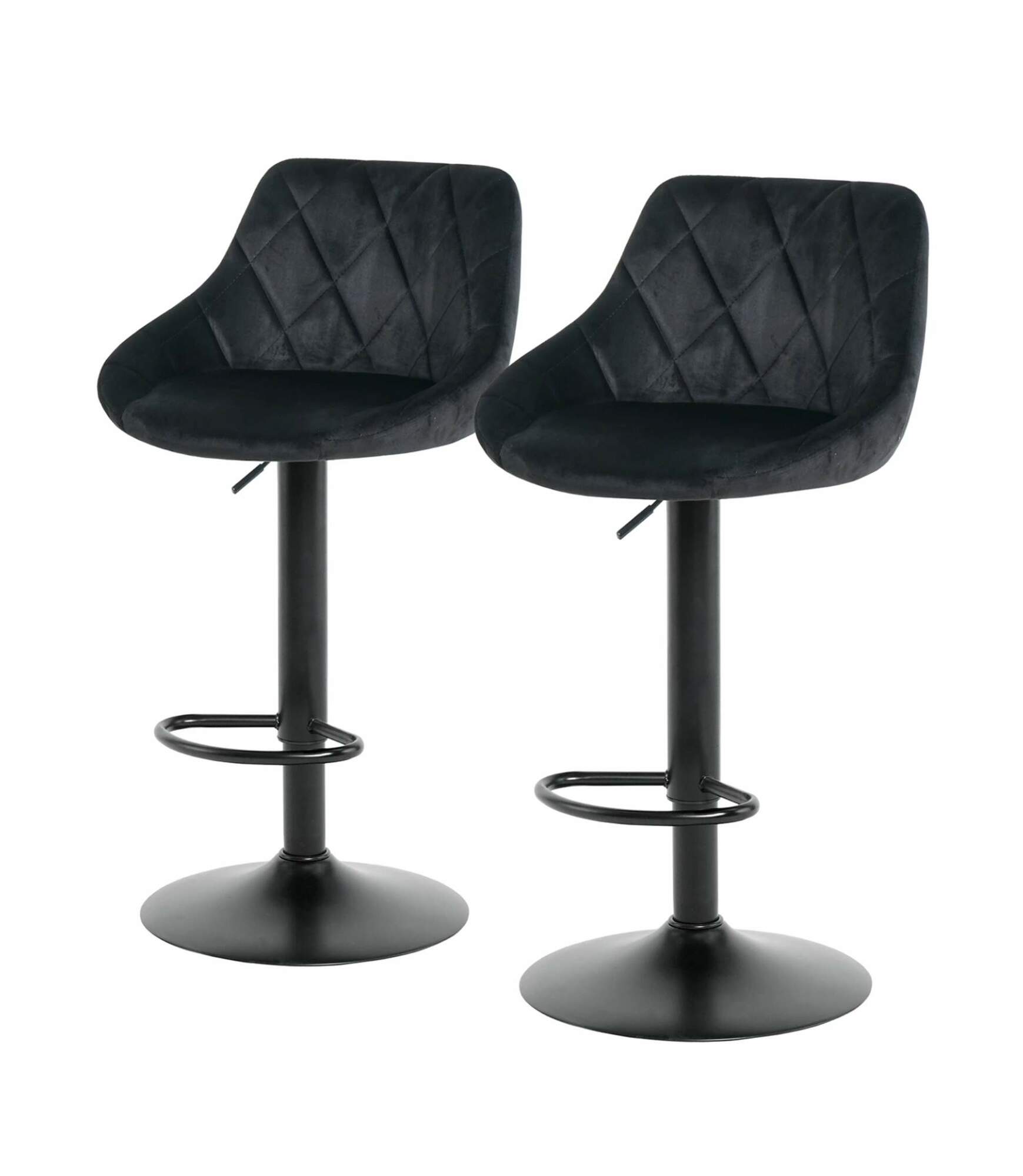 2x Barstuhl Eisen Samt Schwarz 0