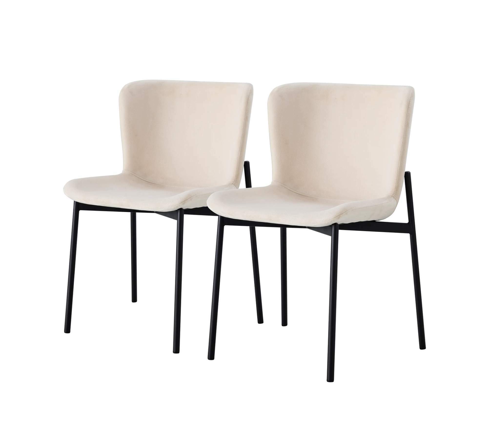 Polsterstuhl MOUZON 2er-Set Samt Walli: Creme Schwarz 0