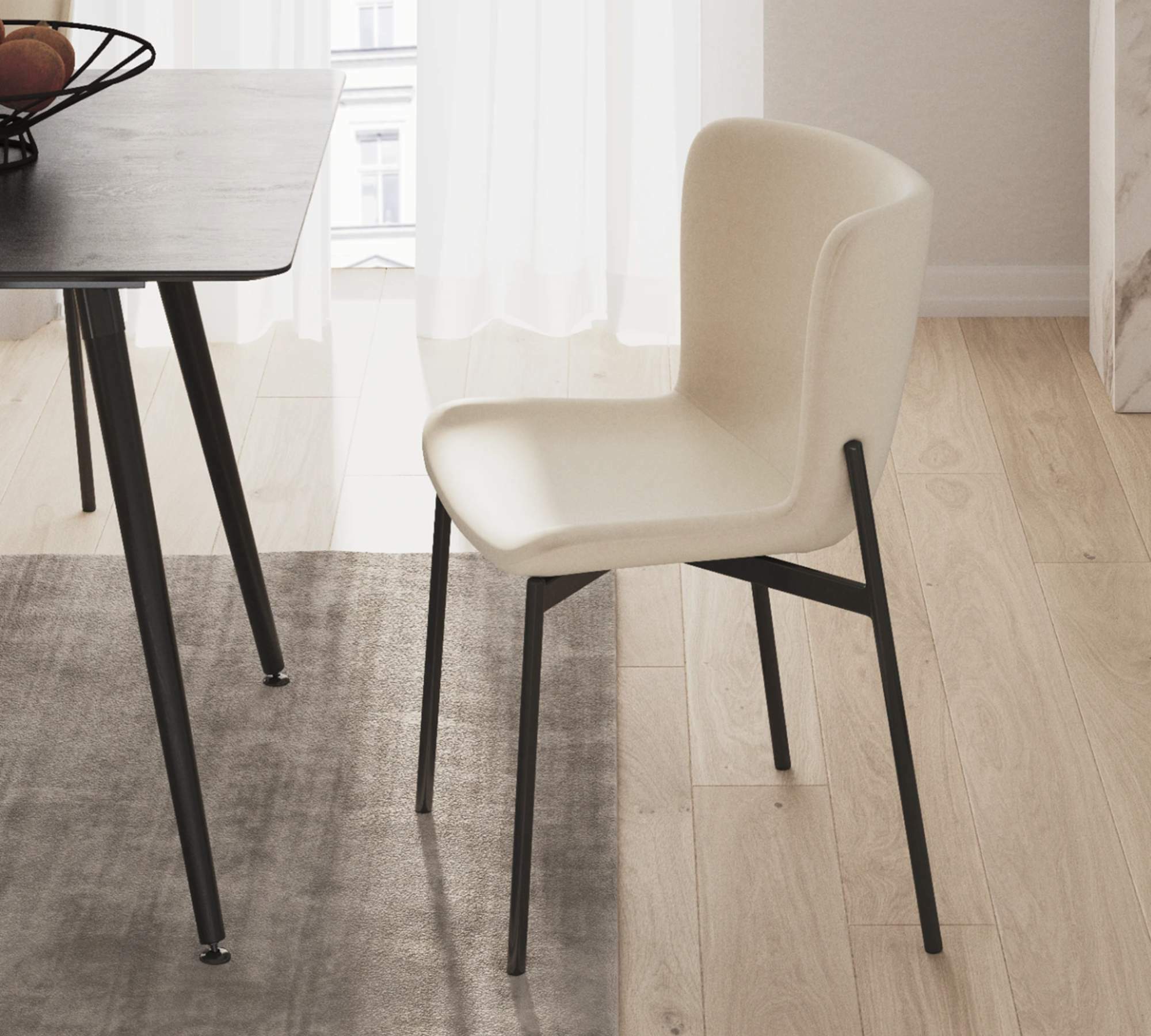 Polsterstuhl MOUZON 2er-Set Samt Walli: Creme Schwarz 6