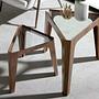 Side table Walnut veneer Glass Brown 0