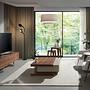 Side table Walnut veneer Glass Brown 2