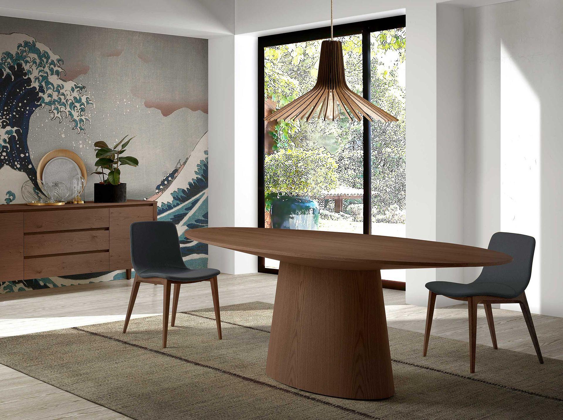 1013 Oval Dining Table Walnut Wood Veneer 6