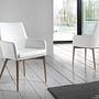 Sedia con braccioli ecopelle legno bianco 3