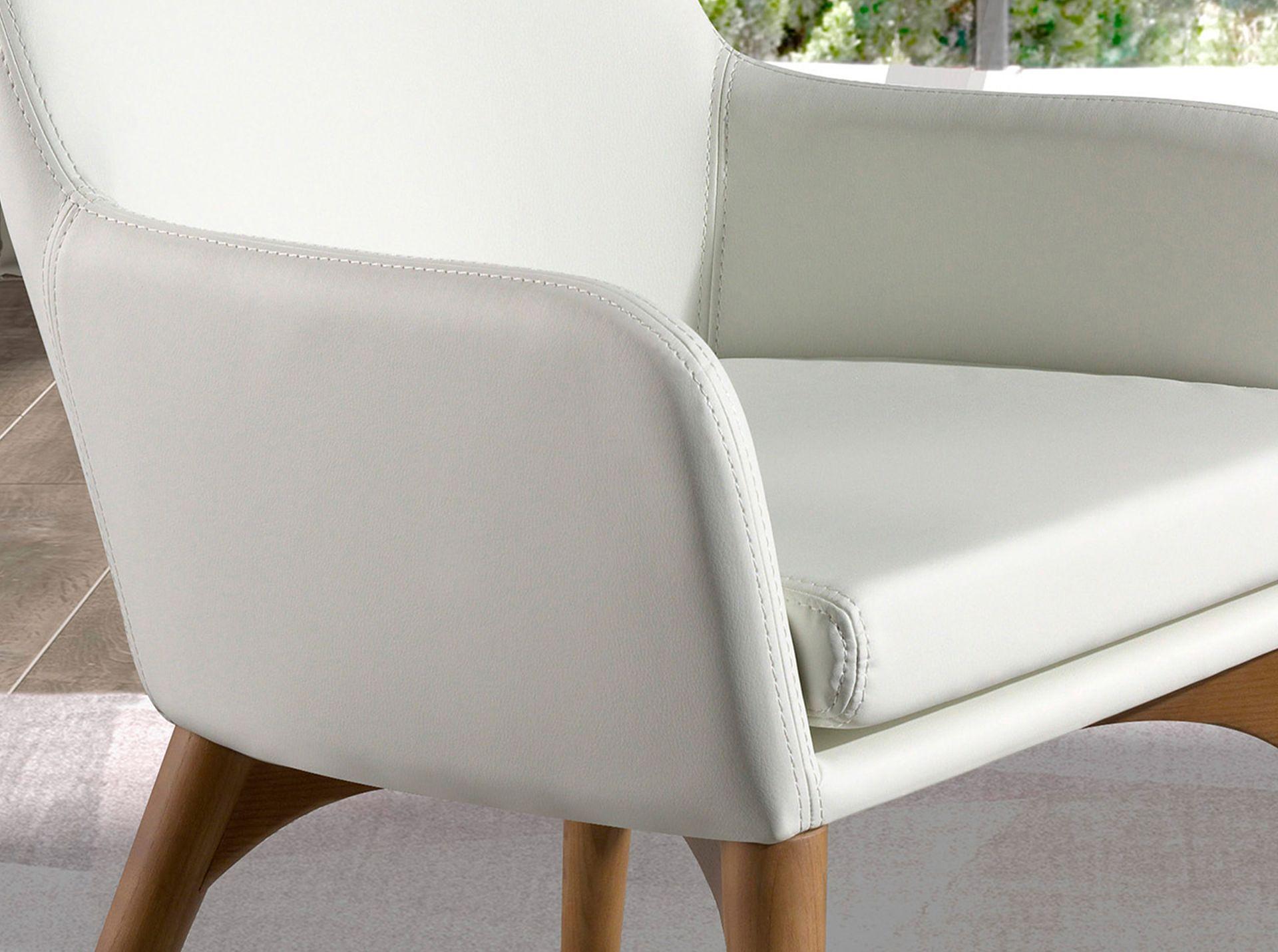Sedia con braccioli ecopelle legno bianco 7