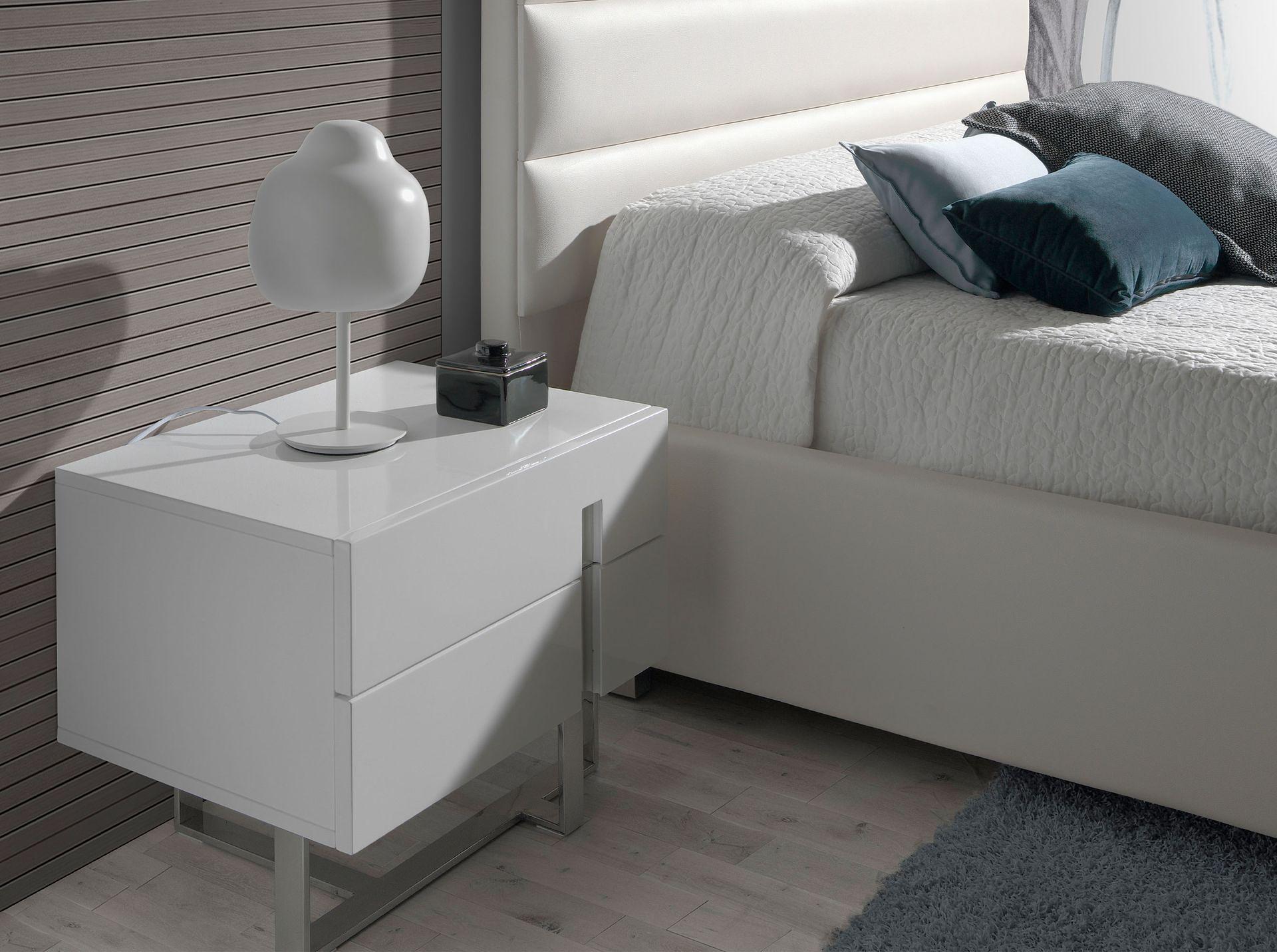 Comodino acciaio cromato bianco 1