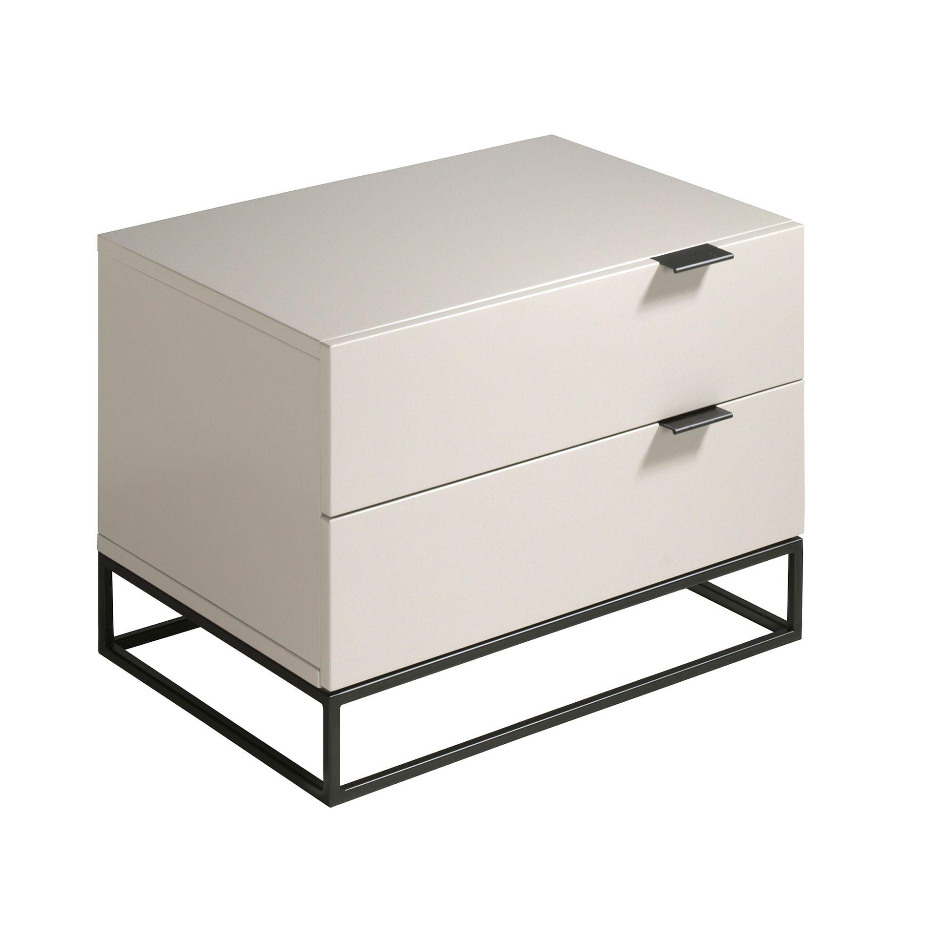 ANGEL CERDÁ Bedside table in grey wood and black steel 0