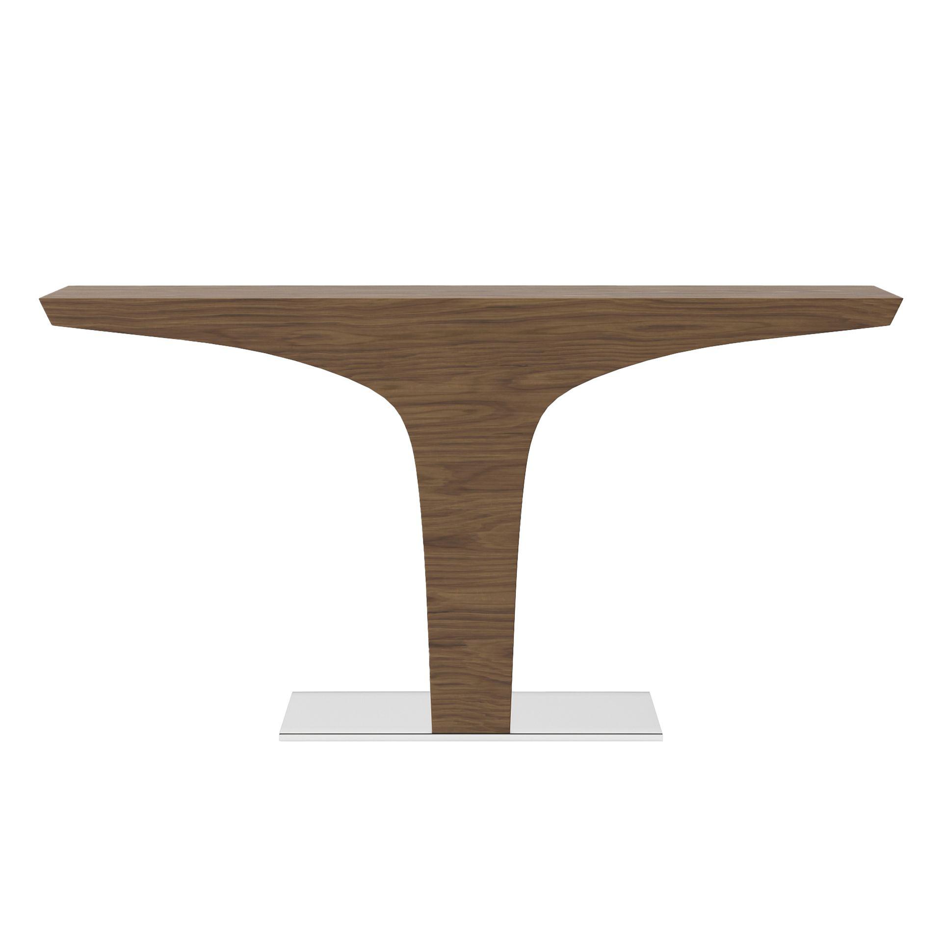 Rectangular console table wood veneer steel 3