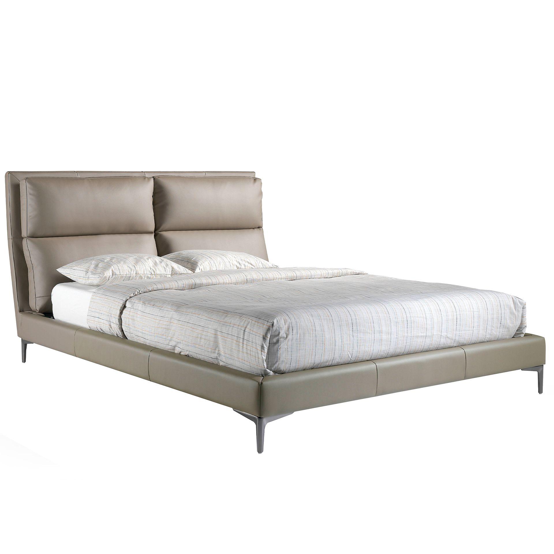 Double bed faux leather gray 0