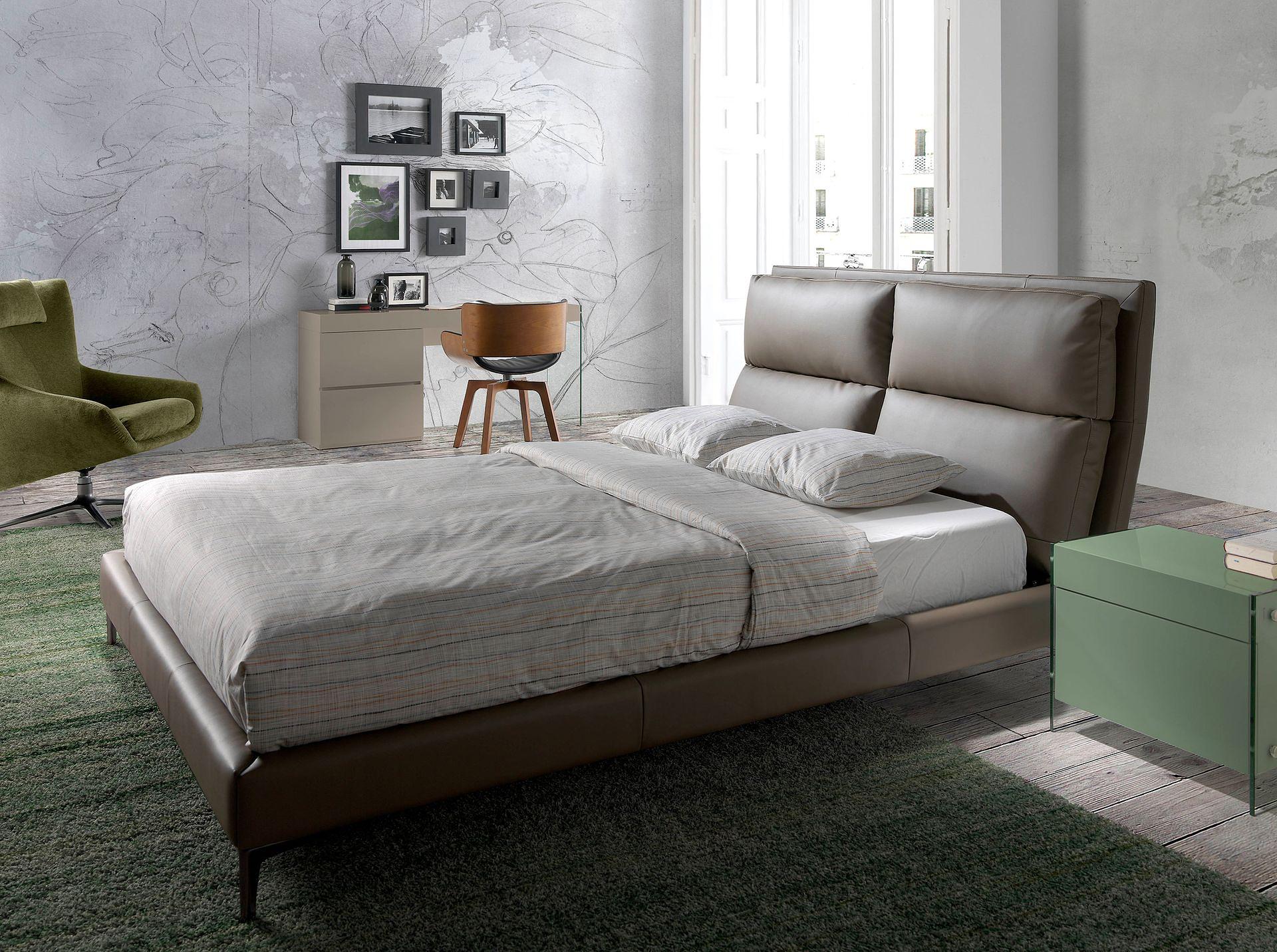 Double bed faux leather gray 1