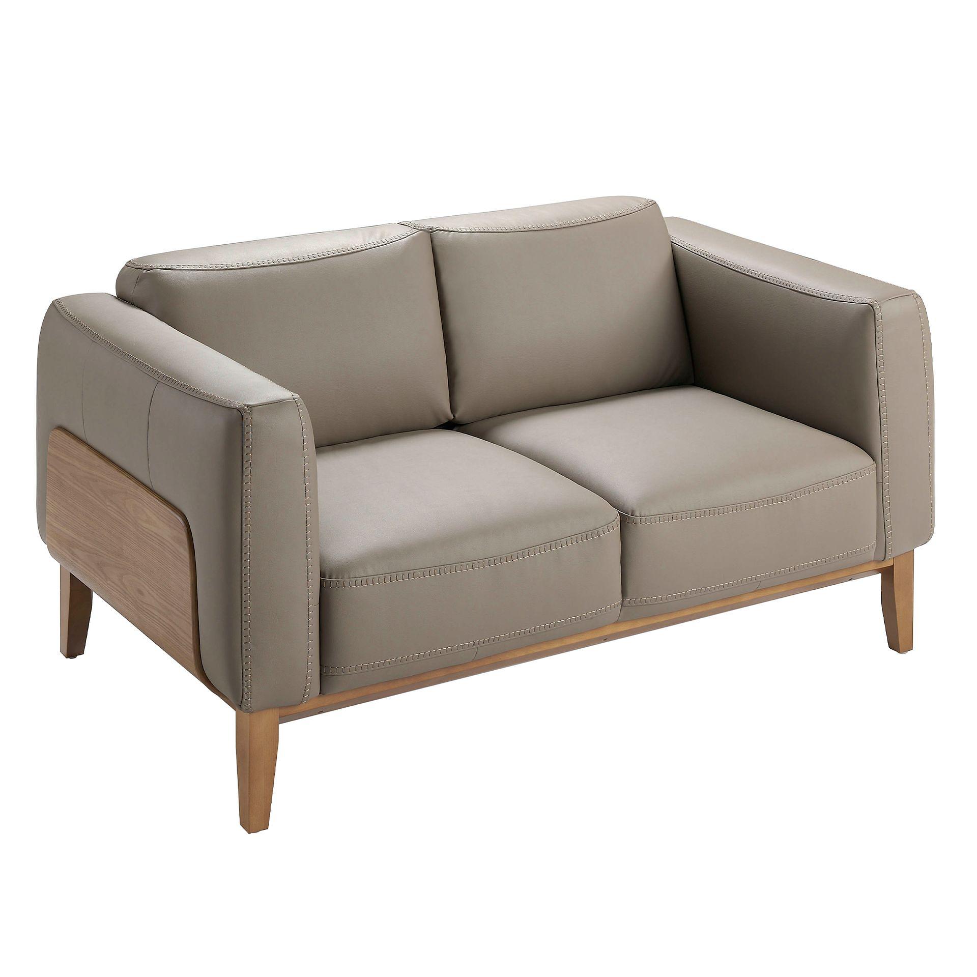 Sofa 2-Sitzer Leder Grau 0
